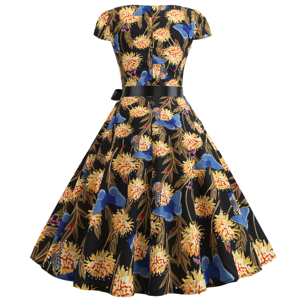 Women's Printed Swing Hepburn Vintage Dress
