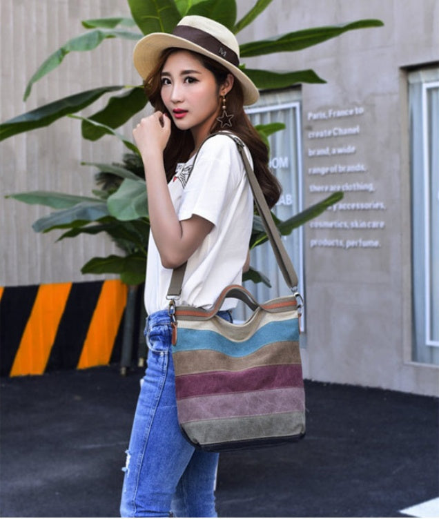 Vintage canvas stitching shoulder bag