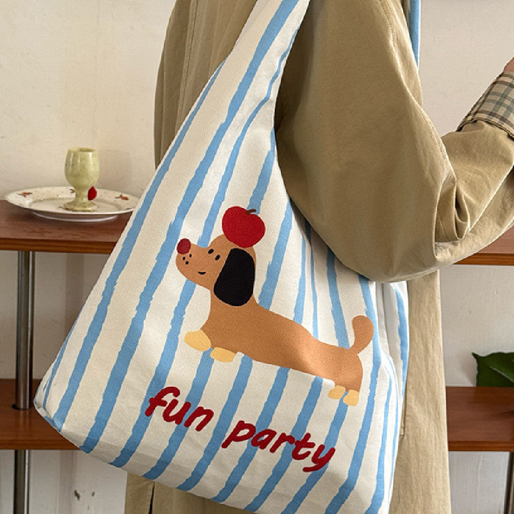 Fashion Painted One-shoulder Canvas Cloth Bag For Women