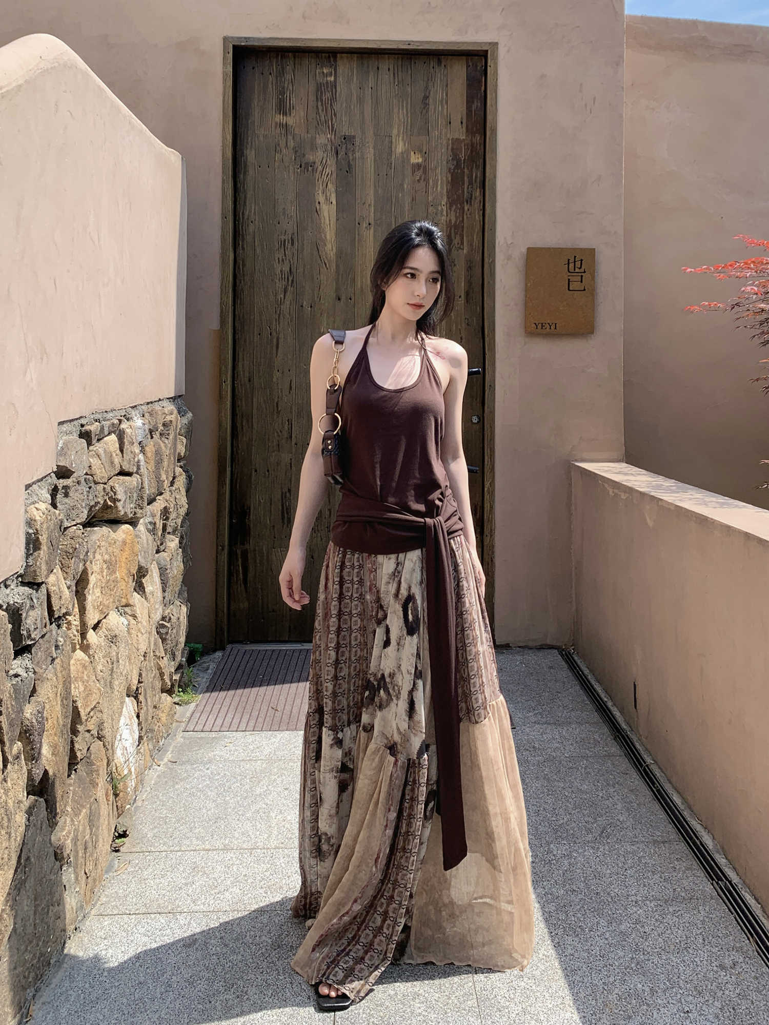 Vintage Printed Chiffon Printed Skirt