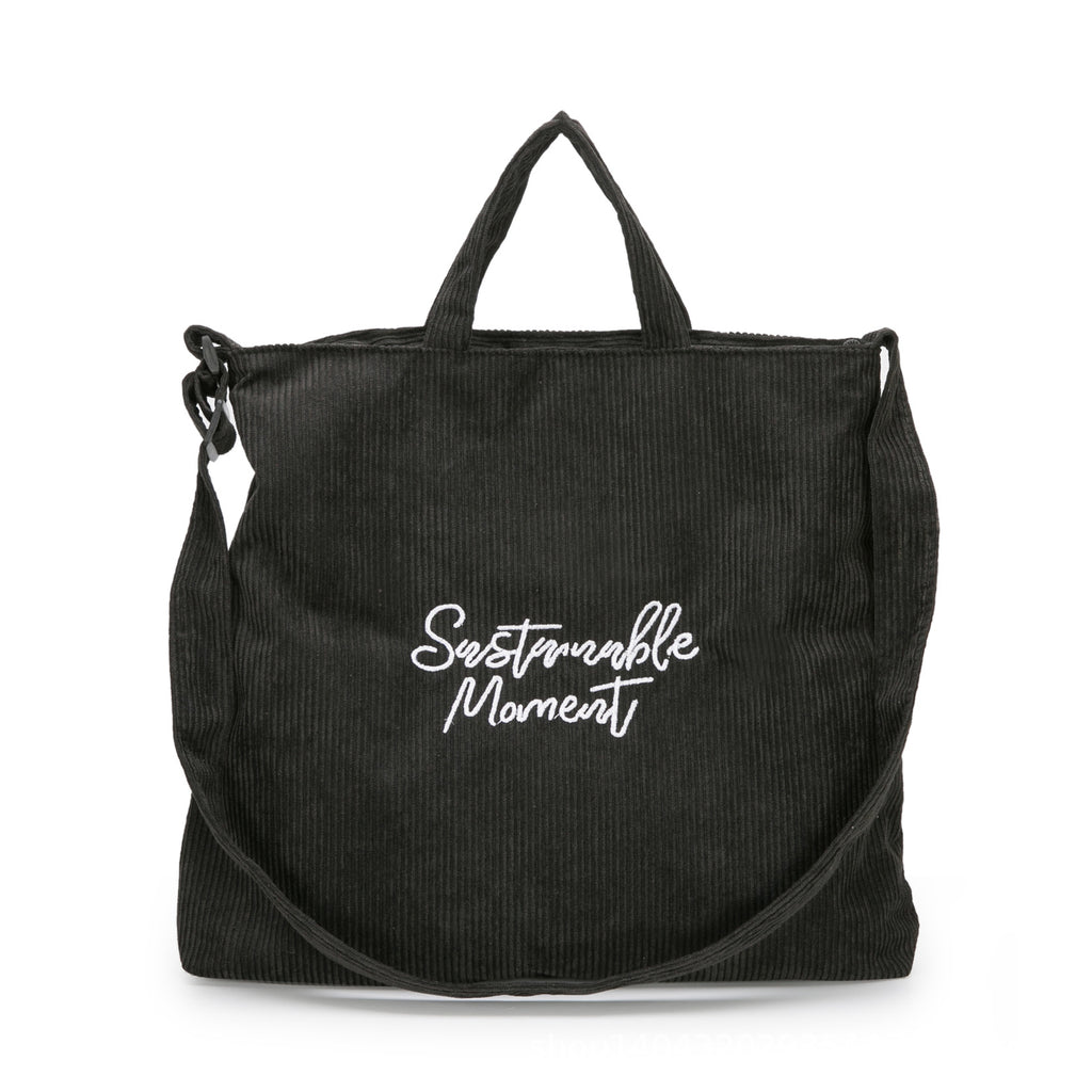 Corduroy canvas shoulder bag