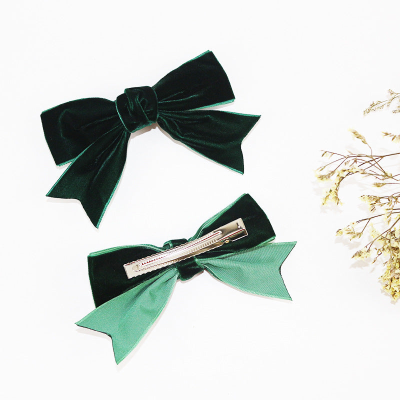 Vintage velvet bow hairpin