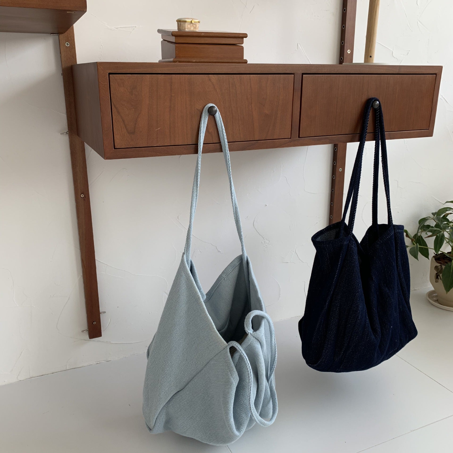 Vintage canvas bag washed denim