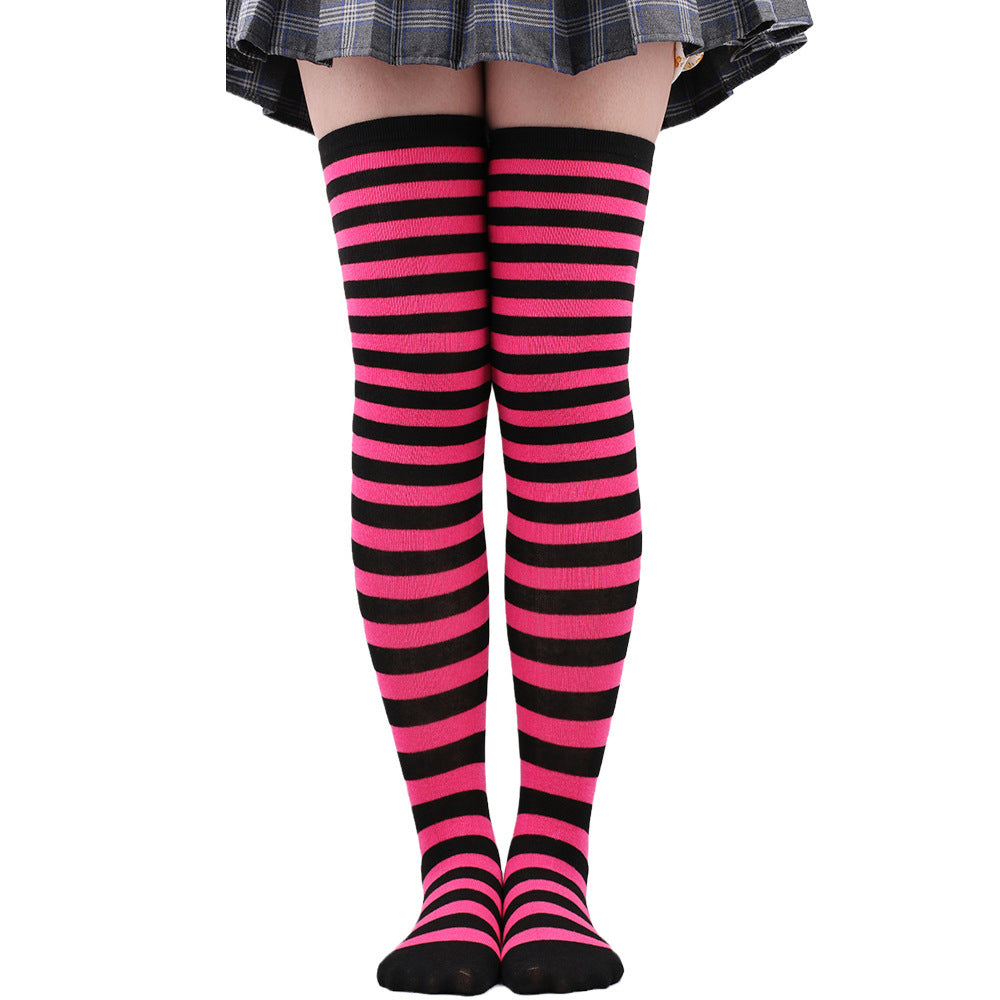Striped Socks Hold-ups Women Over The Knee Halloween