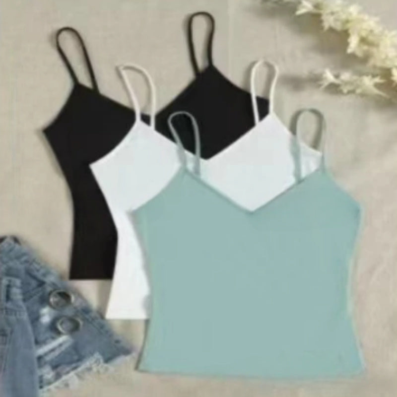 Solid Color Home Vest Can Be Worn Outside Three-piece Set