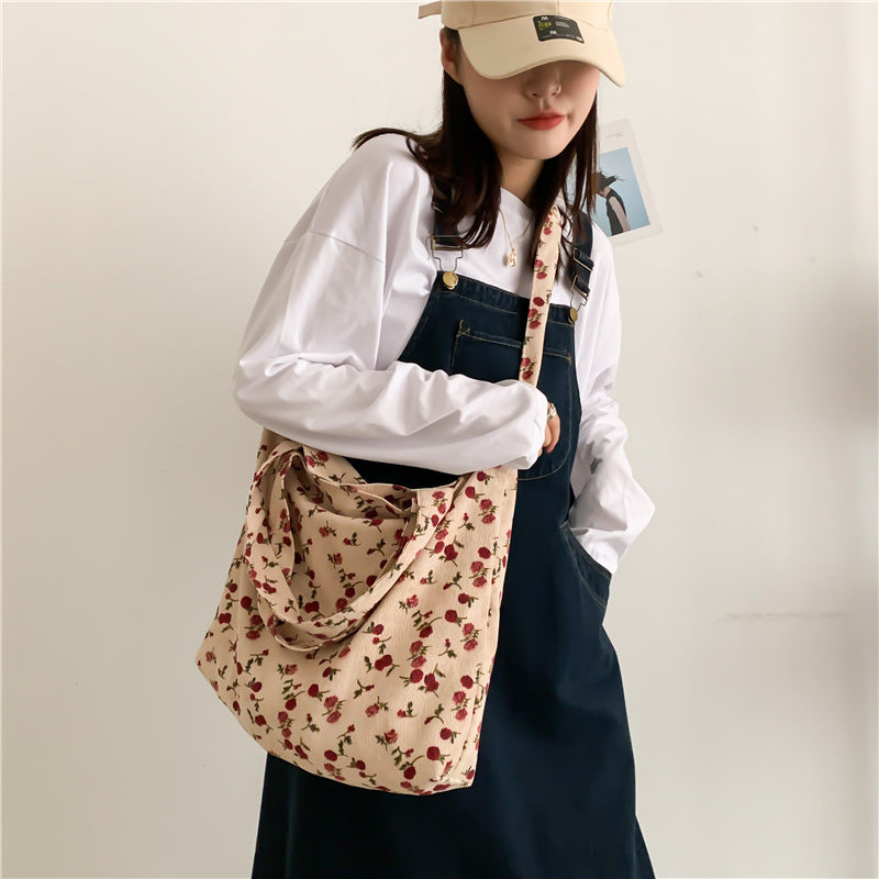 Sweet Rose Fashion One Shoulder Diagonal Canvas Bag