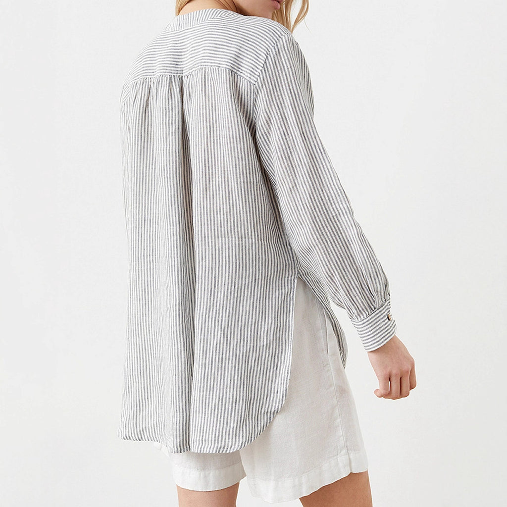 Women's Long Sleeve Stand-up Collar Striped Shirt