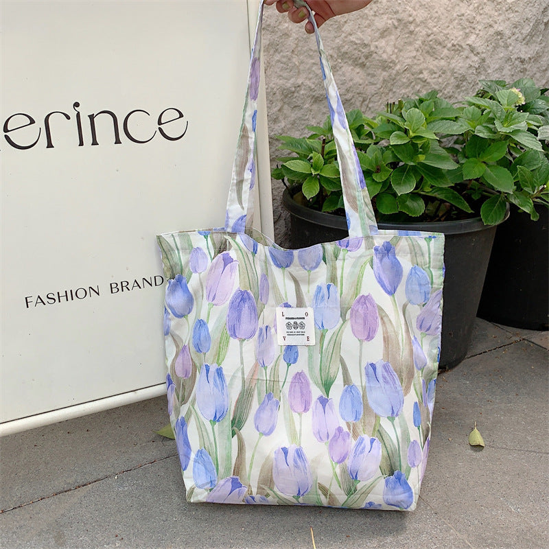 Tote Large Capacity Fashion Floral Canvas Shoulder Bag