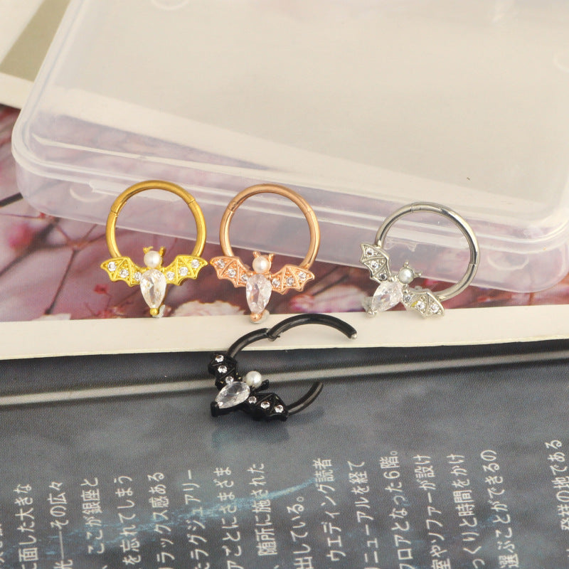 Halloween Bat Closed Zirconium Nose Ring