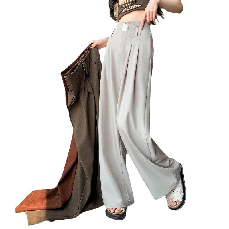 Women's Wide-leg Pants High-waisted Draped Loose Slim-fit Casual Straight