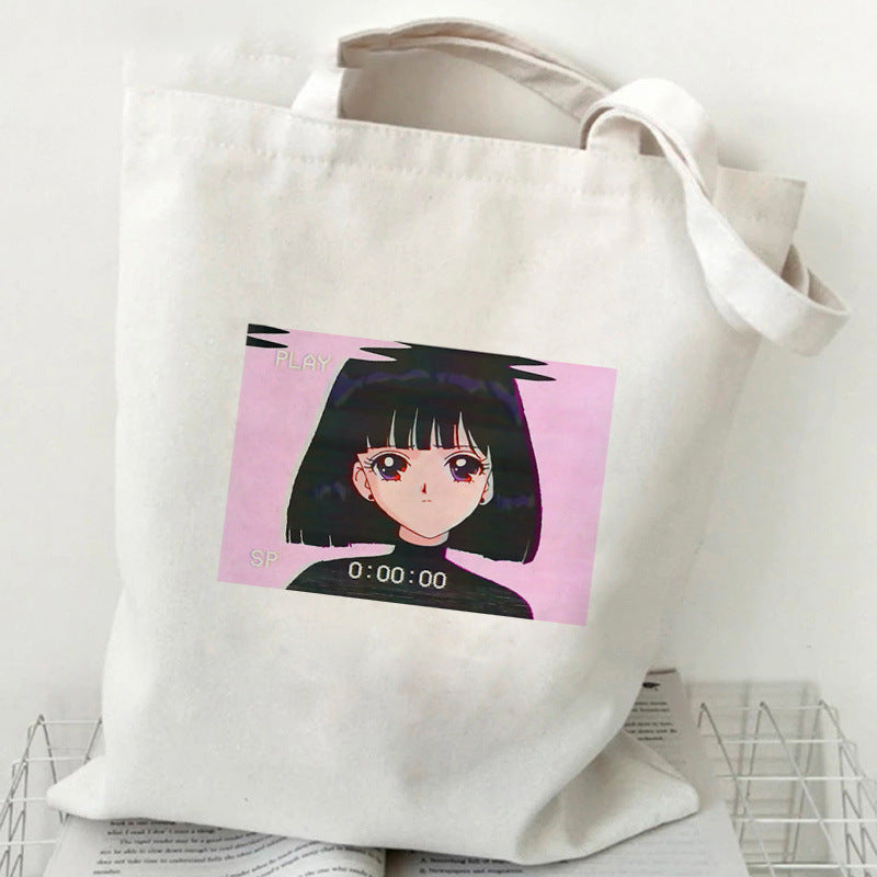 Printed Canvas Handbag Shopping Bag