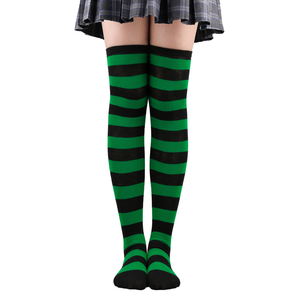 Striped Socks Hold-ups Women Over The Knee Halloween