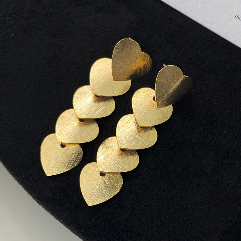 Personality Tassel Geometric Heart Ear Clip Without Piercing Luxury Earrings