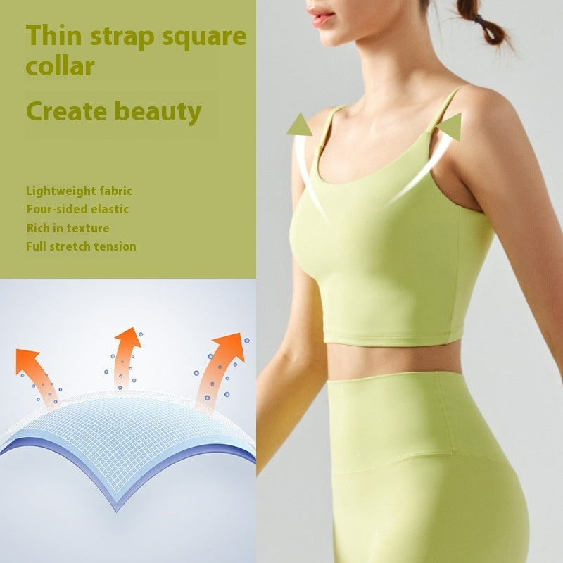 Glutinous Soft Yoga Vest With Chest Pad Female Seamless Sport Beauty Back Underwear Vest