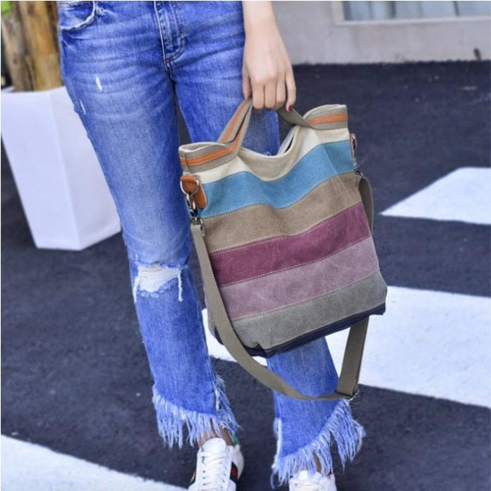 Vintage canvas stitching shoulder bag