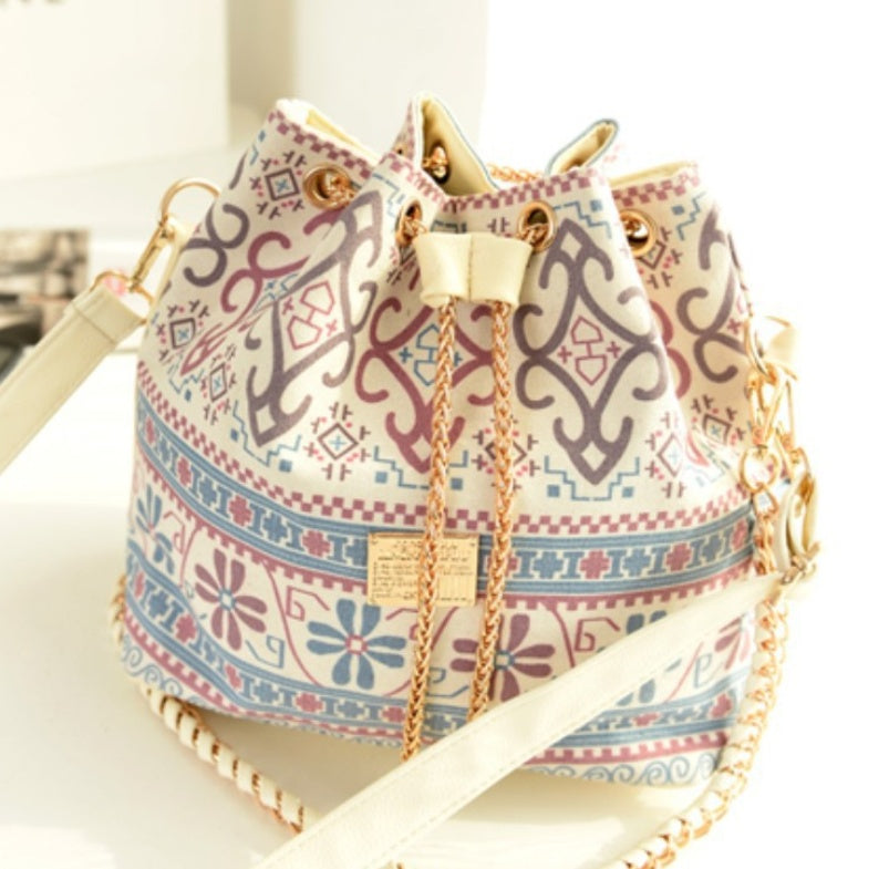 Canvas bag printed ethnic style chain bag casual handbag