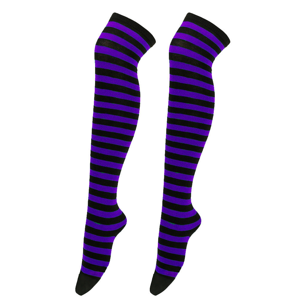 Striped Socks Hold-ups Women Over The Knee Halloween