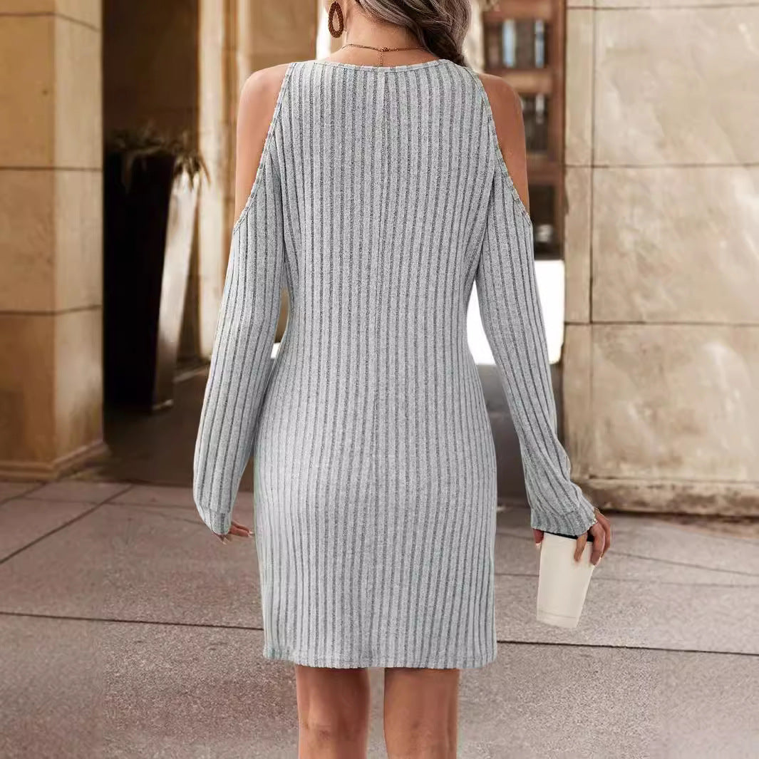 Elegant And Intellectual Style Women's High-waisted V-neck Dress