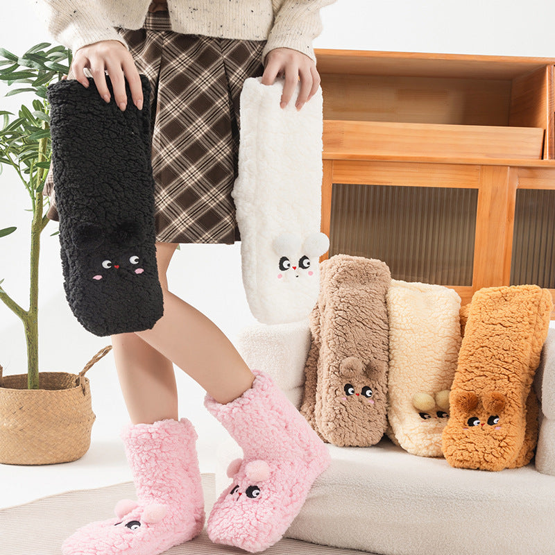 Thickened Winter Fuzzy Socks Women Warm Home Slipper Solid Color Socks Girl Cute Christmas Gift Female Funny Sleep Floor Socks