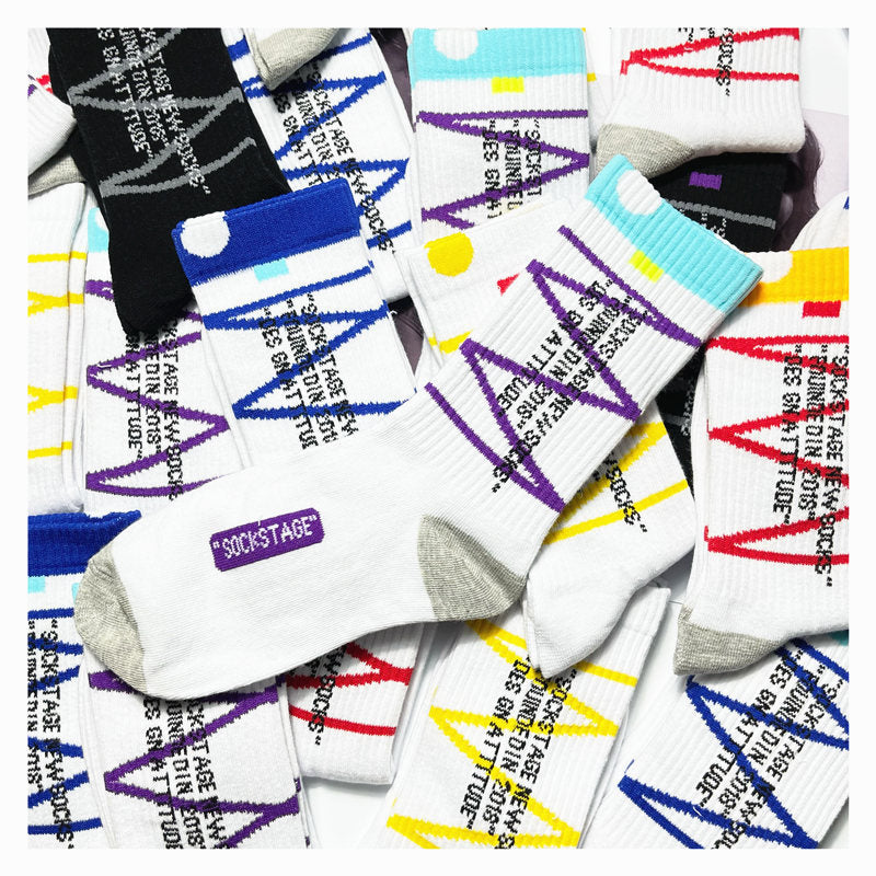 Middle Tube Striped Sports Socks Men And Women Cotton Trend