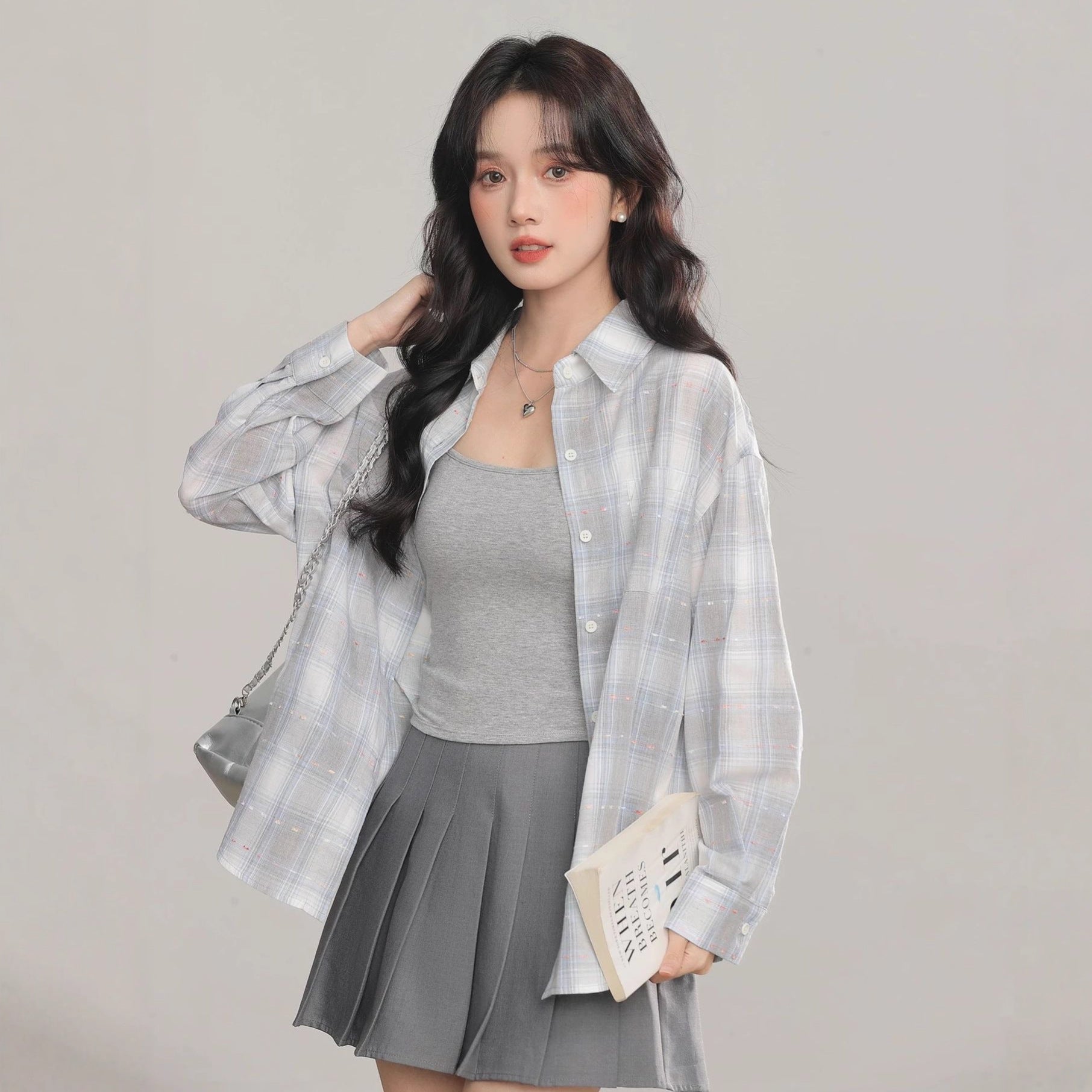 Women's Long Sleeve Loose Casual Plaid Shirt
