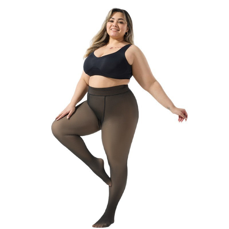 Black Sheer Wash Soft One-piece Pants For Women With Extra Thickness
