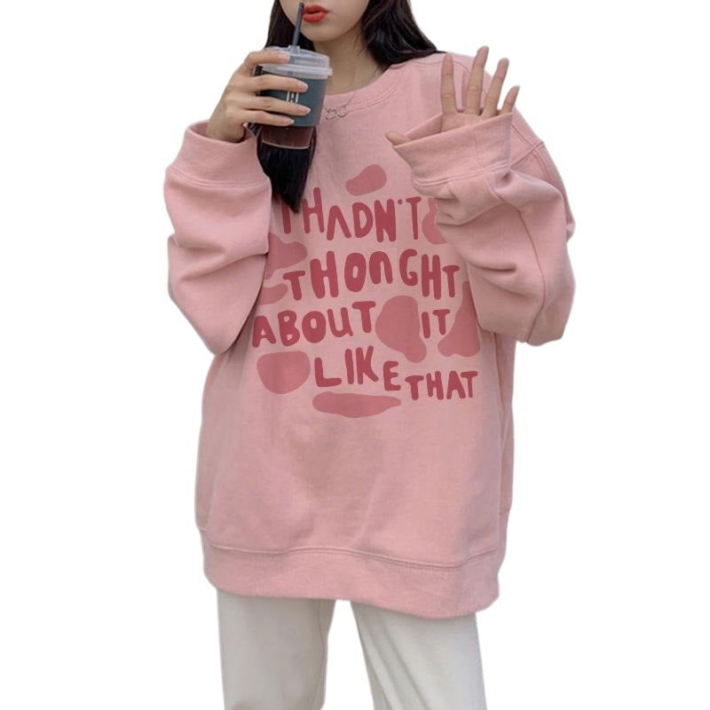 New American Style Loose Hoodie For Women Plus Size  Fleece-lined