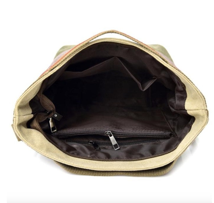 Vintage canvas stitching shoulder bag