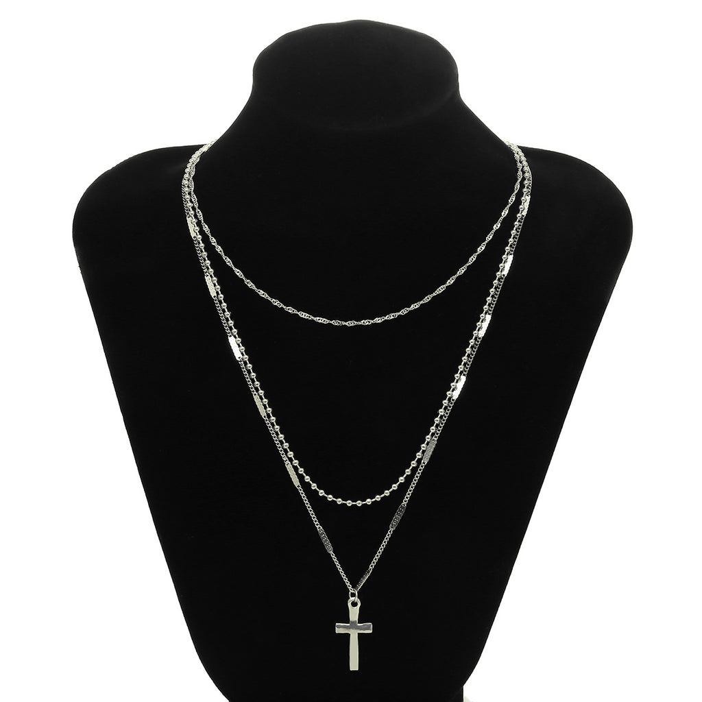 Vintage cross multi-layer necklace