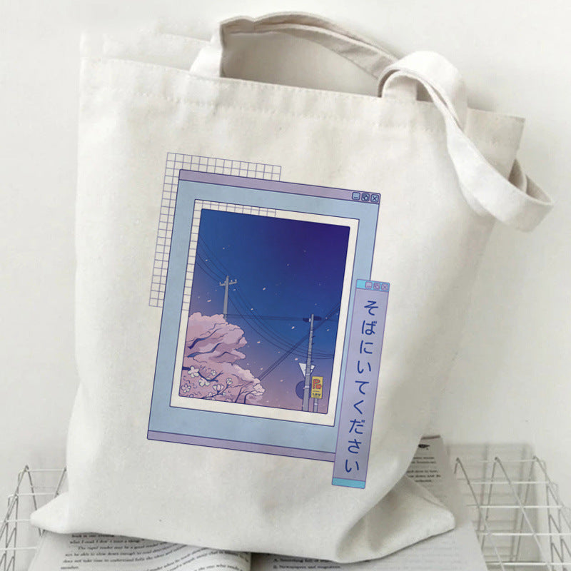 Printed Canvas Handbag Shopping Bag