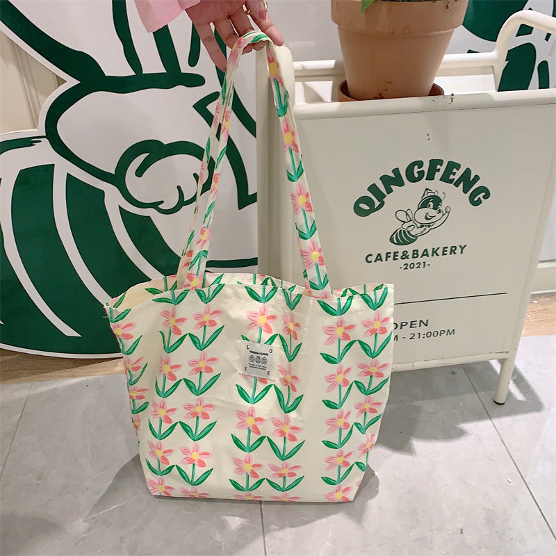 Tote Large Capacity Fashion Floral Canvas Shoulder Bag