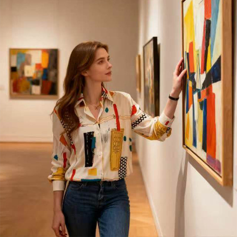 Casual And Versatile Fashionable Women's Long-sleeve Button-up Shirt