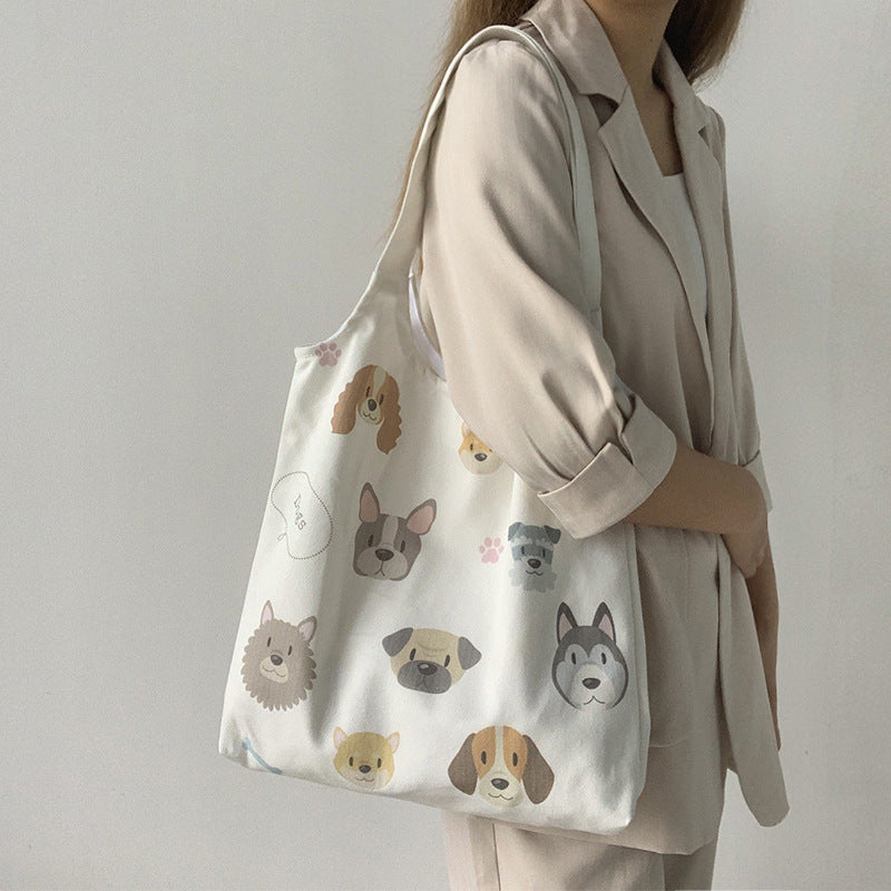 Dog Illustration Canvas Bag