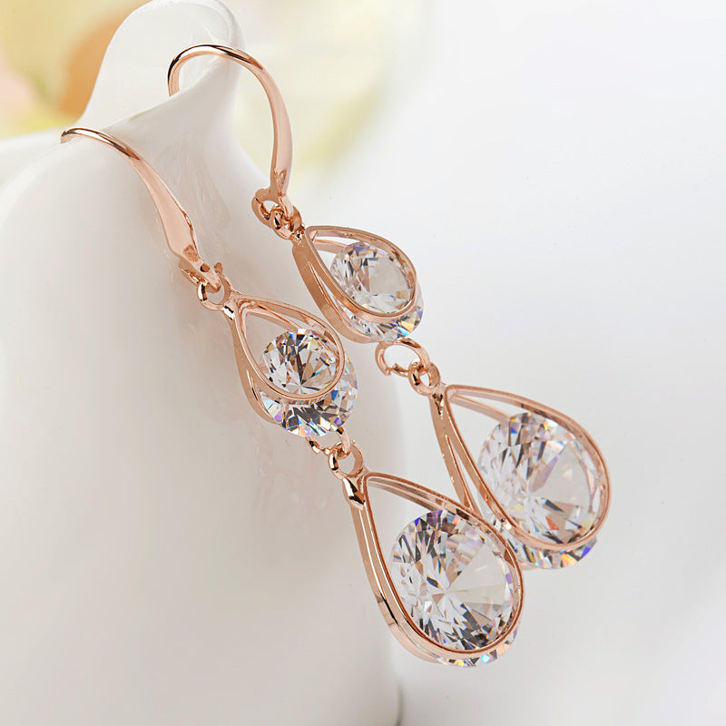 Women's Long Elegant Crystal Earrings