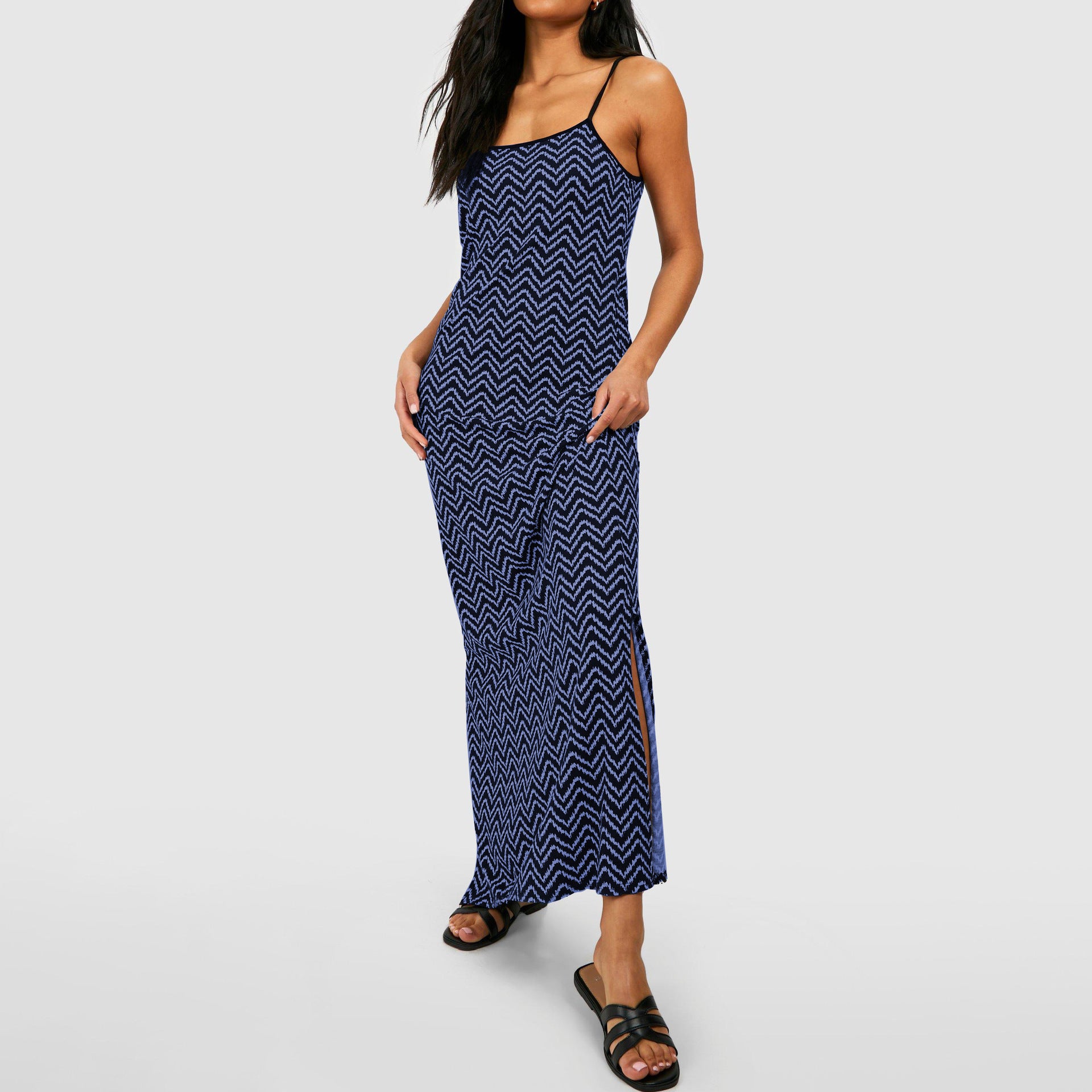 Women's Dress With Sexy Split And Straps