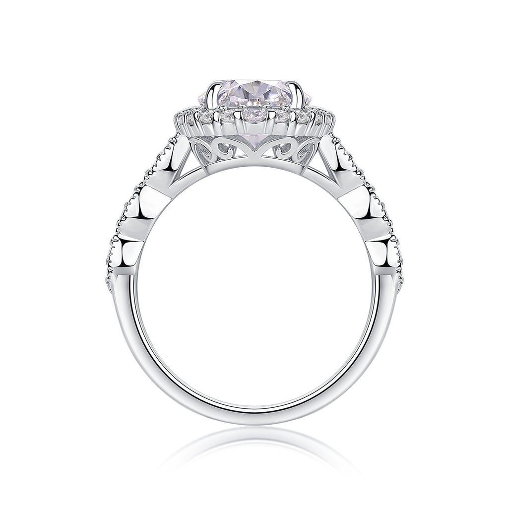 Moonlight Pupil - A Wedding Ring Set With Top-quality Egg-shaped Moissanite S925 Silver And Platinum-plated Diamond. The Ring Can Be Inspected With A Diamond Pen