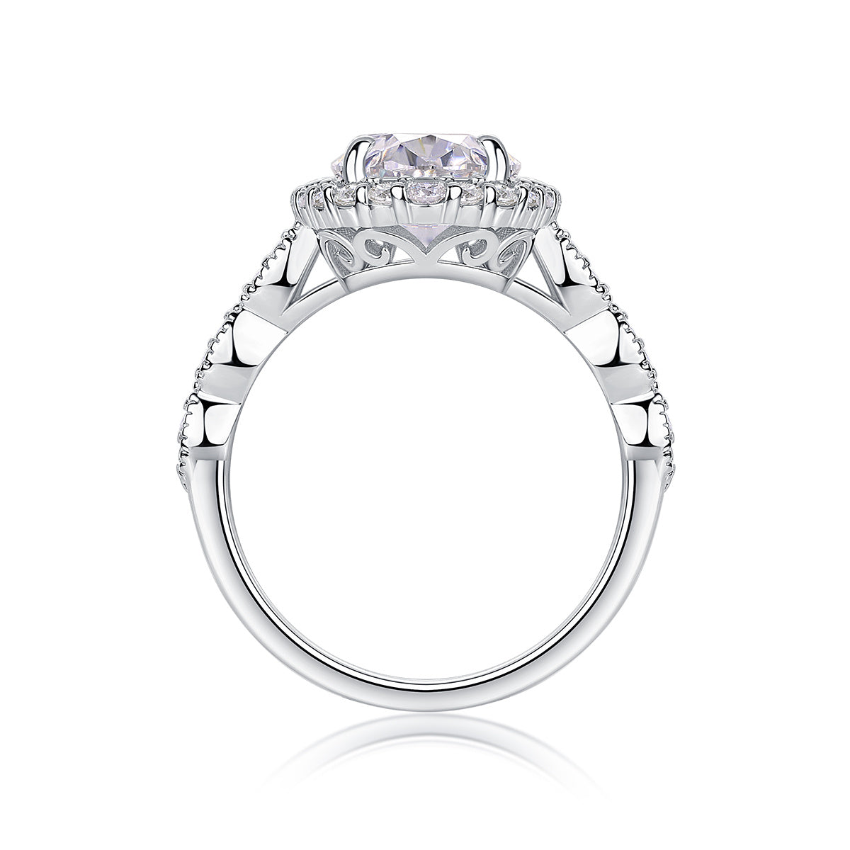 Moonlight Pupil - A Wedding Ring Set With Top-quality Egg-shaped Moissanite S925 Silver And Platinum-plated Diamond. The Ring Can Be Inspected With A Diamond Pen