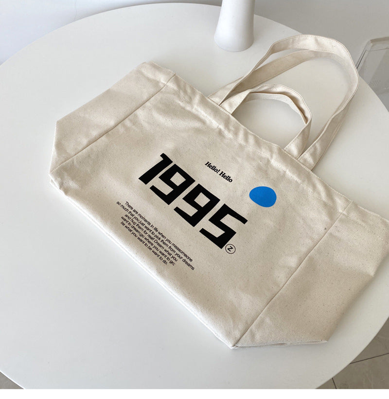 Korean Version Large Capacity English Canvas Shopping Bag