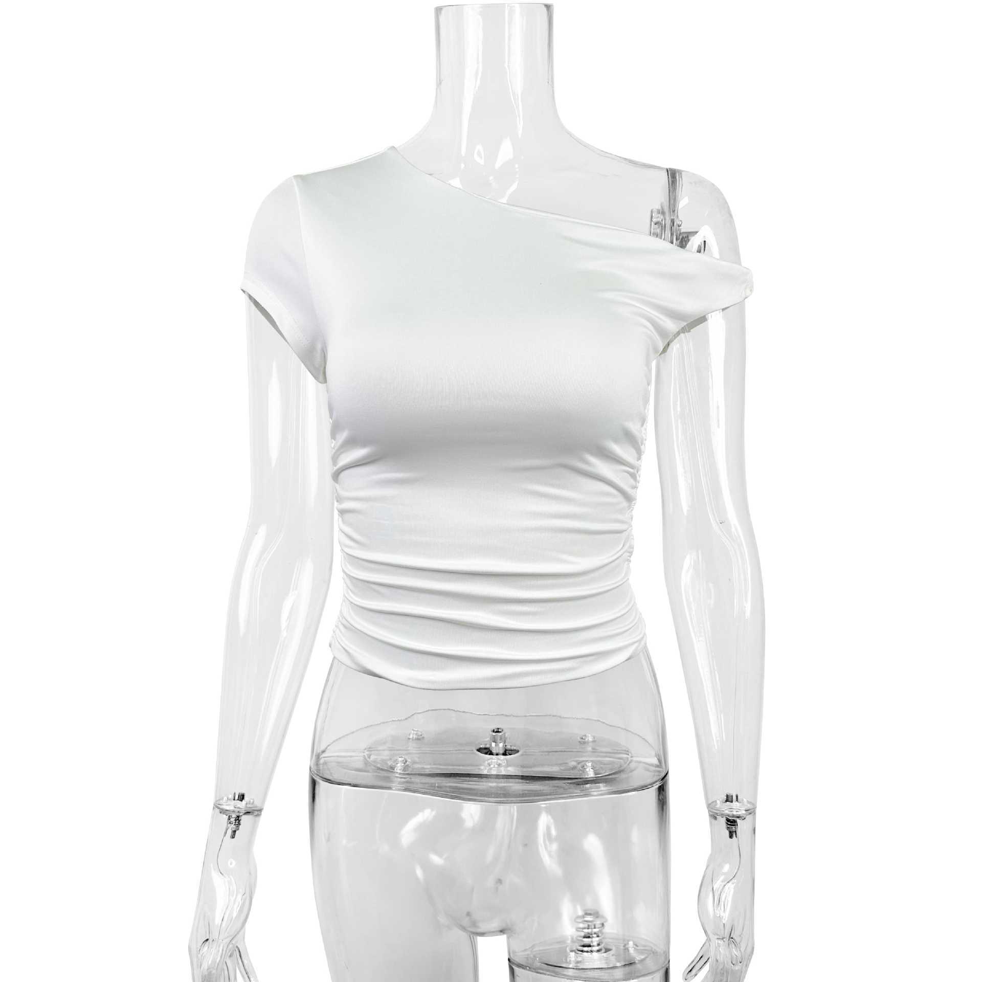 New Sexy Women's Top With Oblique Shoulder Neckline