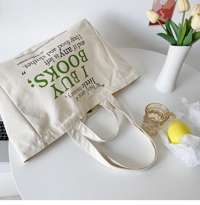 Korean Version Large Capacity English Canvas Shopping Bag