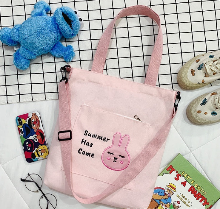 One shoulder straddle bag，New Korean canvas bag