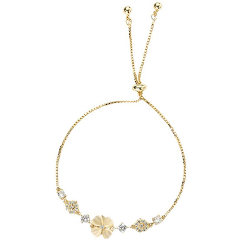 Versatile Japanese And Korean Minimalist Cat Eye Stone Push-pull Bracelet