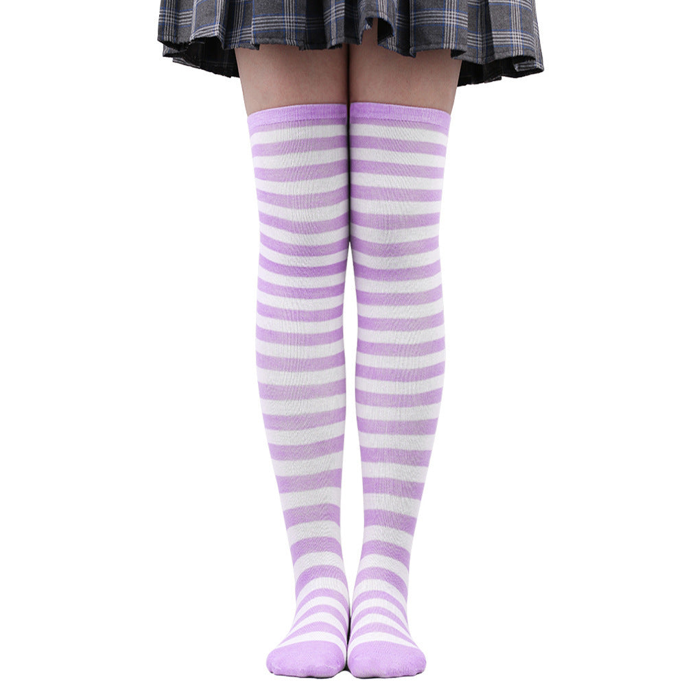 Striped Socks Hold-ups Women Over The Knee Halloween