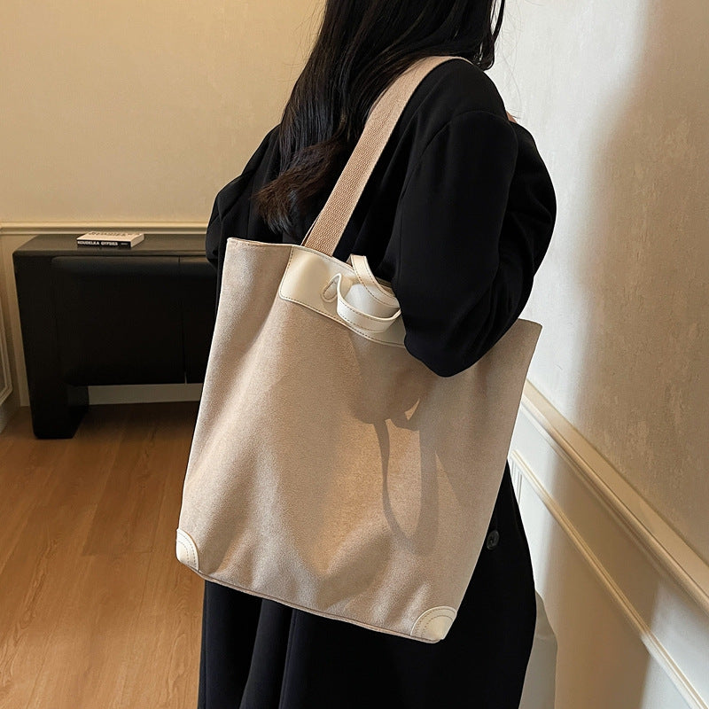 Suede Simple Shoulder Bag For Women