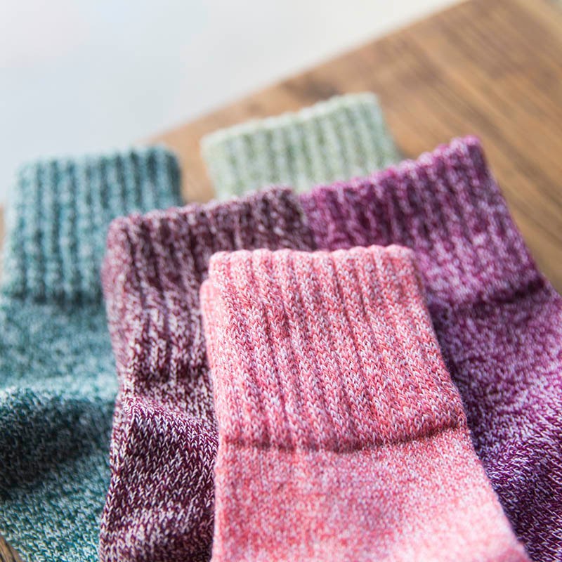 5 Pairs Women Socks Winter Thermal Thick Socks Cotton Breathable Female Solid Casual 3d Ladies Casual Home Socks