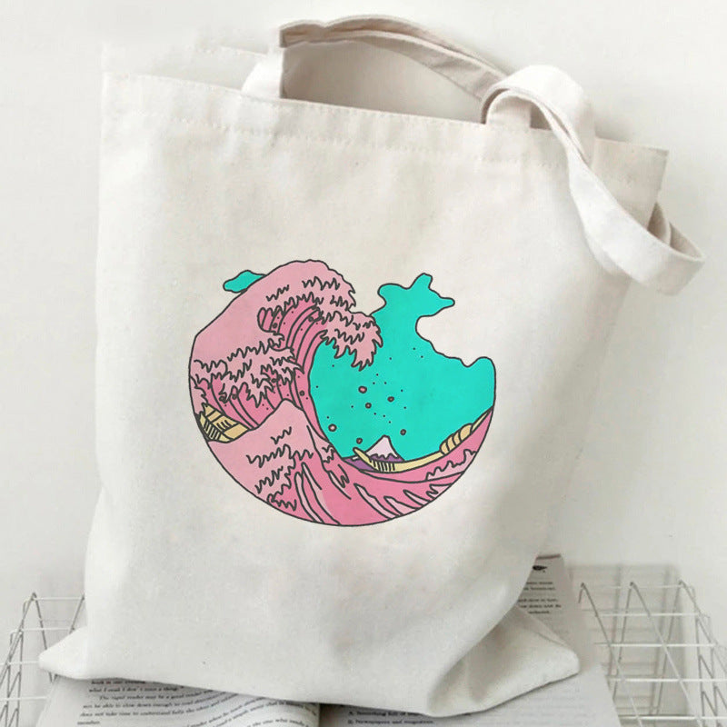 Printed Canvas Handbag Shopping Bag