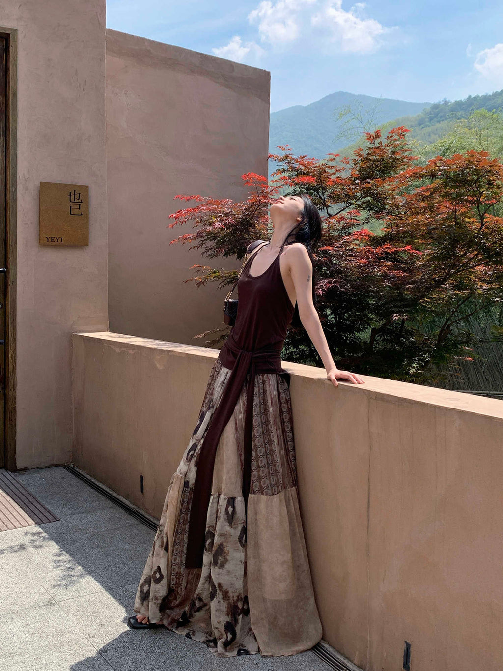 Vintage Printed Chiffon Printed Skirt