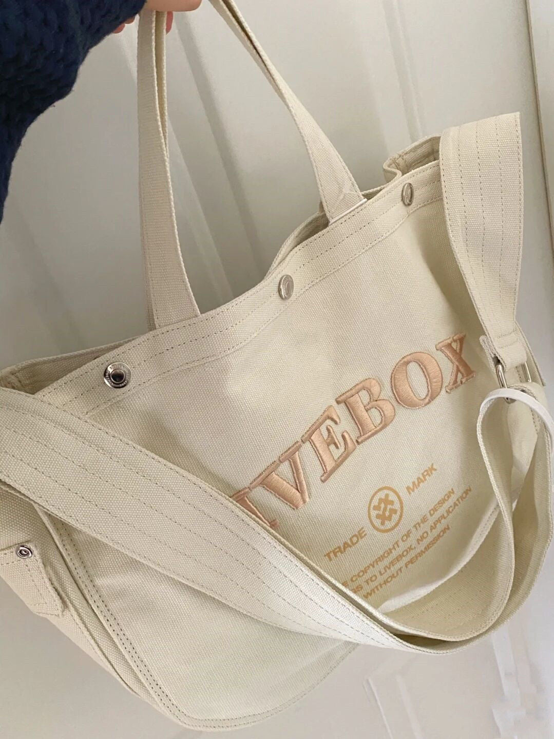 Japanese  Printed Canvas Bag Women's Large Capacity