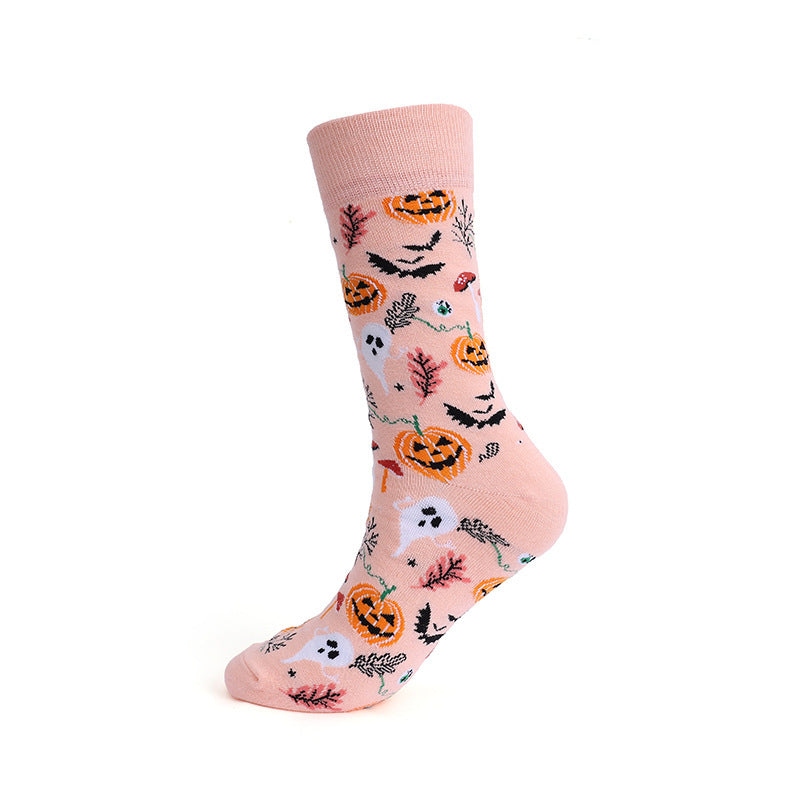 Personalized Cotton Socks Men And Women Halloween Pumpkin Skull Cartoon Tube Socks Trendy Long Athletic Socks
