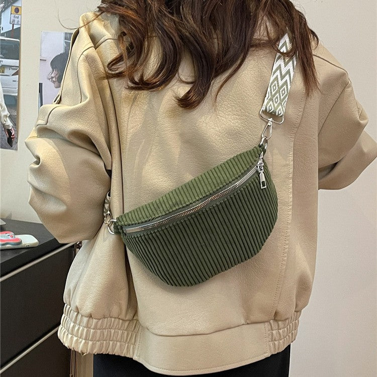 Women's Crossbody Bag Single Shoulder Corduroy Waist Bag
